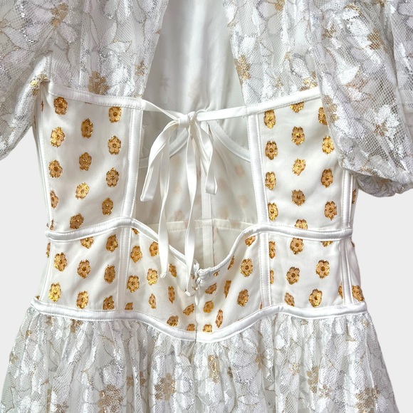 For Love and Lemons Lupita Lace Metallic Corset Bustier Mini Dress NWT Small - Picture 8 of 12